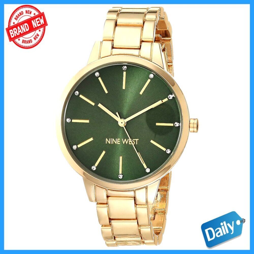 Gold-Tone Quartz Bracelet Watch with Crystal Accents, Adjustable Link